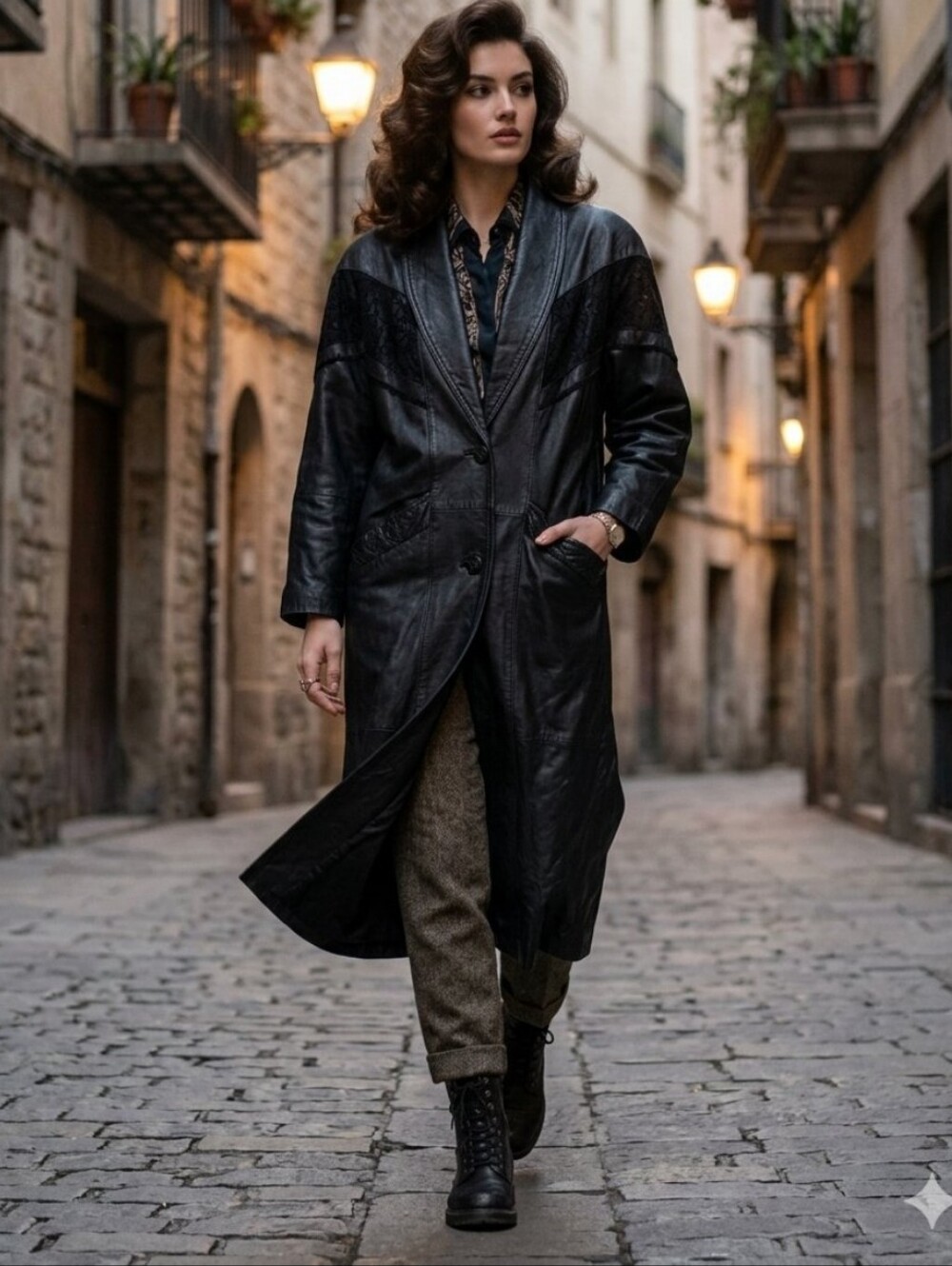 100% LEATHER SUEDE BLACK TRENCH COAT MARBLE PEBBLE MAXI LONG MOBWIFE GRUNGE GOTH